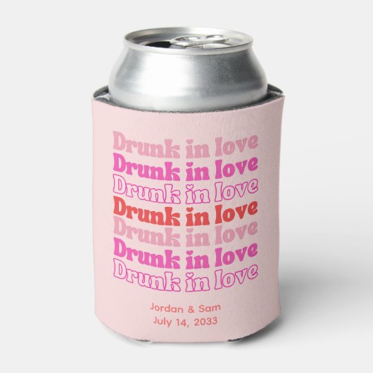 Bruiloft Koelbox Favor Drink in Love Pink Blikjeskoeler (Blikje Voorkant)