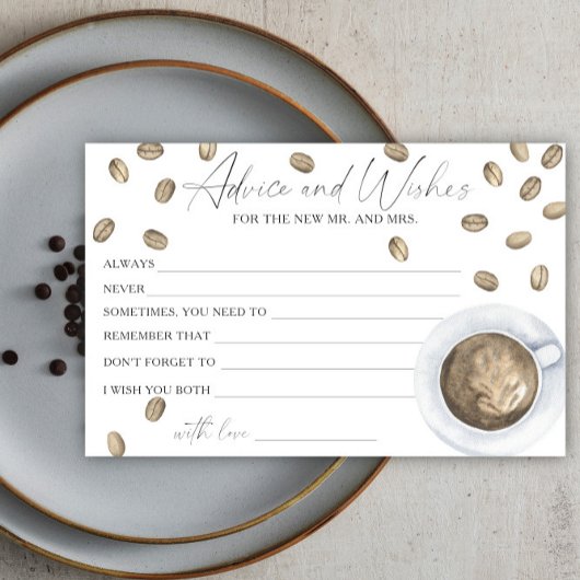 Bruiloft koffie advies en wensen briefpapier