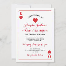 Bruiloft Koningin Harten Spelen Kaart Ace Invite