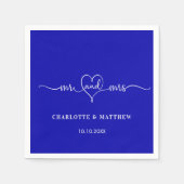 Bruiloft koninklijk blauw mr mevrouw hart script e servet (Voorkant)