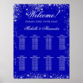 Bruiloft koninklijk blauw zilver glitter zetel gra poster (Voorkant)