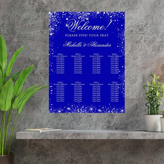 Bruiloft koninklijk blauw zilver glitter zetel gra poster