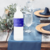 Bruiloft koninklijk blauw zilver sparkles hart dan waterfles etiket