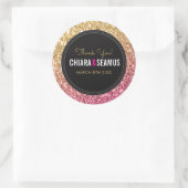 BRUILOFT KOPPEL SEAL modern roze goud glitter zwar Ronde Sticker (Tas)