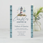 Bruiloft Koppel Shower Oceaan Vuurtoren Kaart (Staand voorkant)