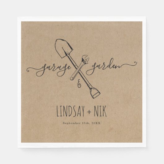 Bruiloft & Koppelborrel Garage & Tuin Servet (Voorkant)
