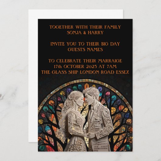 Bruiloft koppels gepersonaliseerd kaart (Voorkant / Achterkant)