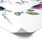 Bruiloft Koppels Initialen Paarse en Blauwe Teken Poster (Hoek)