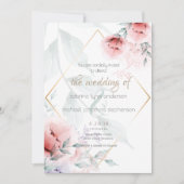 Bruiloft | Koraal en Lila Aquarelle Peonies Kaart (Voorkant)