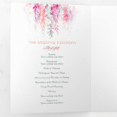 Bruiloft koraal rood sinaasappel groene bloemkunst drieluik programma (Binnenzijde eerst)