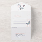 Bruiloft koraal vlinders wervelt maaltijd RSVP All In One Uitnodiging (Buitenkant)