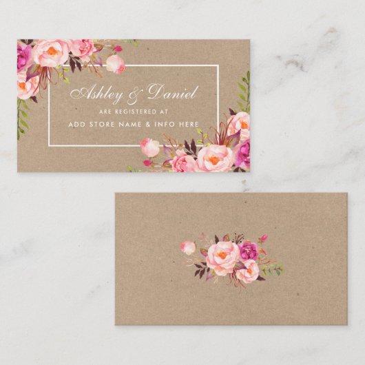 Bruiloft Kraft Roze Blush Registry Invoegen Kaart (Voorkant / Achterkant)