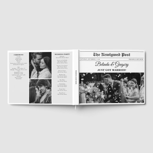 Bruiloft krant leuk zwart & wit foto aandenken gastenboek (Volledig)