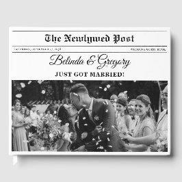 Bruiloft krant leuk zwart & wit foto aandenken gastenboek