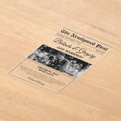 Bruiloft krant leuk zwart wit foto dank u acryl uitnodigingen (Laagn)