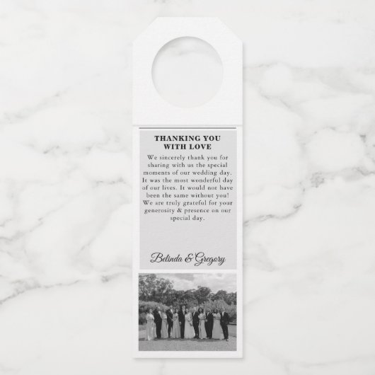 Bruiloft krant leuk zwart wit foto dank u flessenhanger (Achterkant)