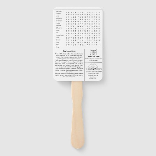 Bruiloft krant post programma fan handwaaier (Achterkant)