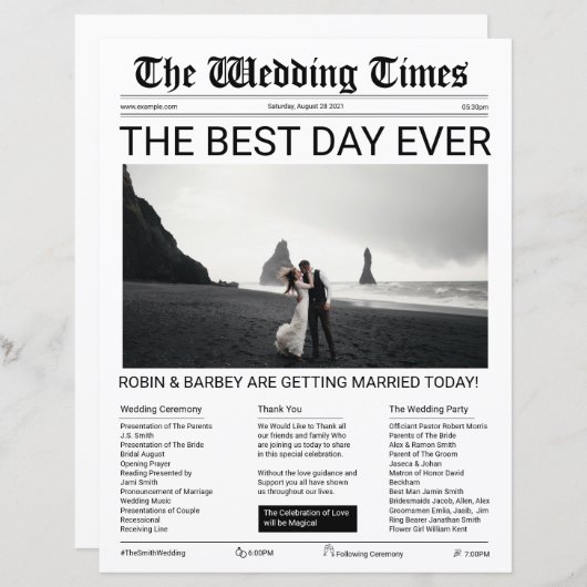 Bruiloft kranten Sjabloon (Voorkant / Achterkant)