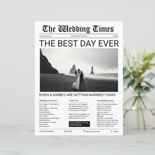 Bruiloft kranten Sjabloon (Staand voorkant)