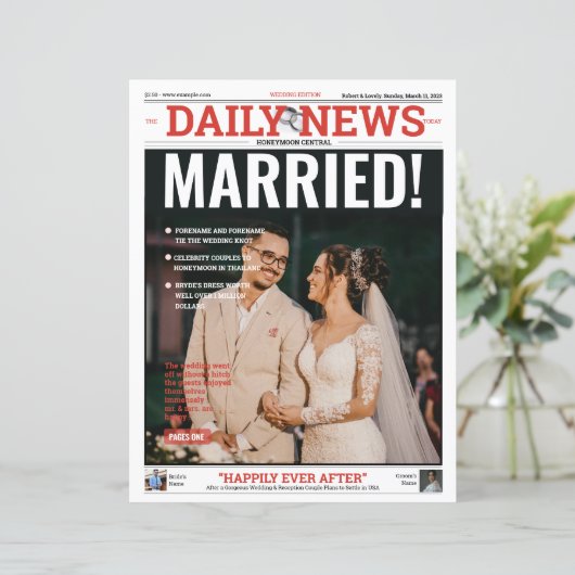 Bruiloft krantenprogramma Sjabloon (Staand voorkant)