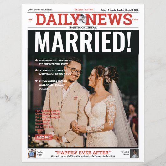 Bruiloft krantenprogramma Sjabloon (Voorkant)