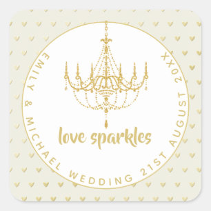 Bruiloft Kroonluchter Bruidsjurk Shower Favoriet Vierkante Sticker