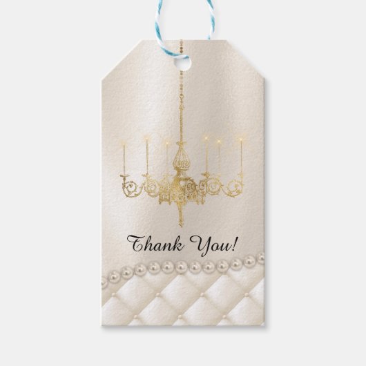 Bruiloft kroonluchter verlichting ivoor dank u gun cadeaulabel (Voorkant)