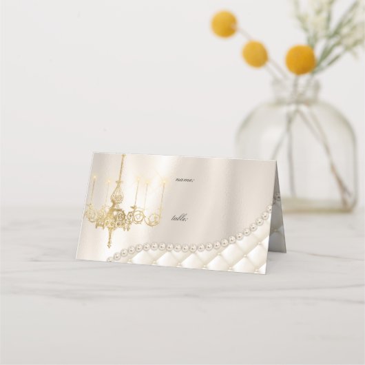 Bruiloft Kroonluchter Verlichting Ivoor Parel Plaa Plaatskaartje (Voorkant)