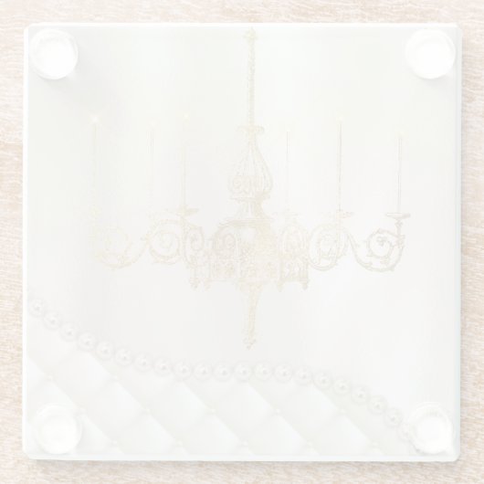 Bruiloft Kroonluchter Verlichting Ivoor Parels Gla Glazen Onderzetter (Achterkant)