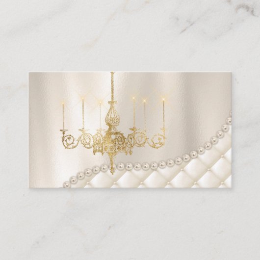 Bruiloft Kroonluchter Verlichting Parels Elegant  Visitekaartje (Voorkant)