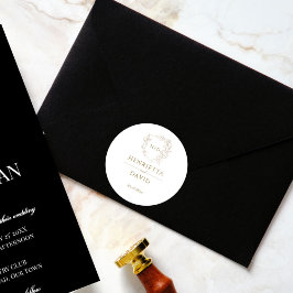 Bruiloft kuif botanisch goud eenvoudig elegant ronde sticker