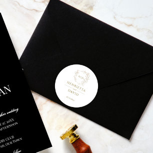 Bruiloft kuif botanisch goud eenvoudig elegant ronde sticker