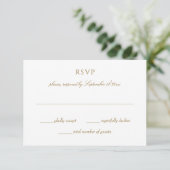 Bruiloft kuif botanisch goud eenvoudig elegant RSVP kaartje (Staand voorkant)