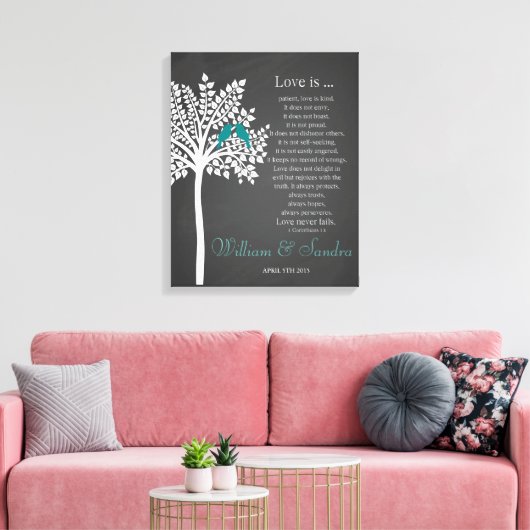 Bruiloft Kunst Boom met vogel print Corinthians 13 (Insitu (Woonkamer))