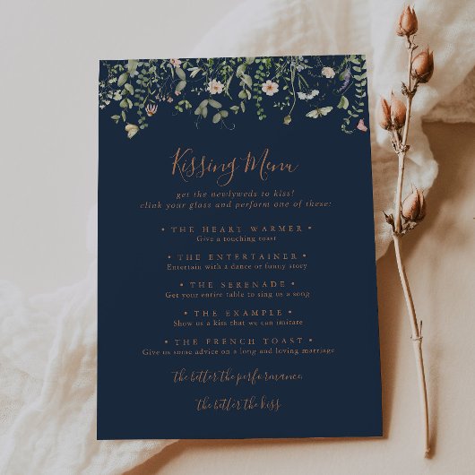 Bruiloft Kus Menu Spelkaart Tuin Wilde Bloemen