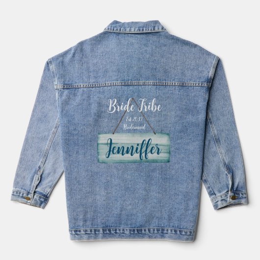 Bruiloft Kustbruiden Bachelorette Monogram Bruid Denim Jacket (Achterkant)