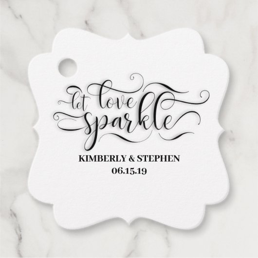 Bruiloft Laat Liefde Sparkle Versturen Bedankjes Labels (Voorkant)