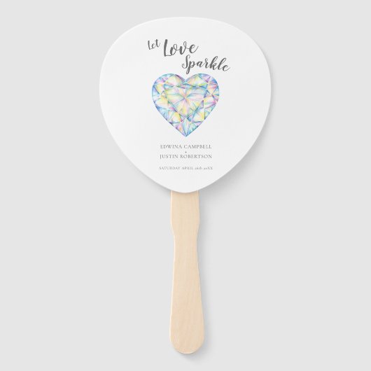 Bruiloft laat liefde sprankelen diamant waterverf handwaaier (Voorkant)