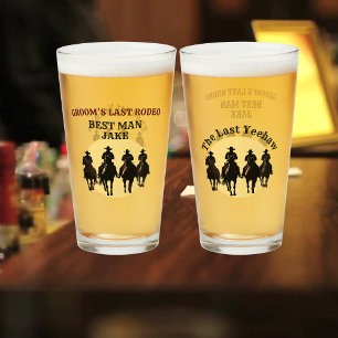 Bruiloft Laatste Rodeo Cowboy Zonsondergang Feest Glas