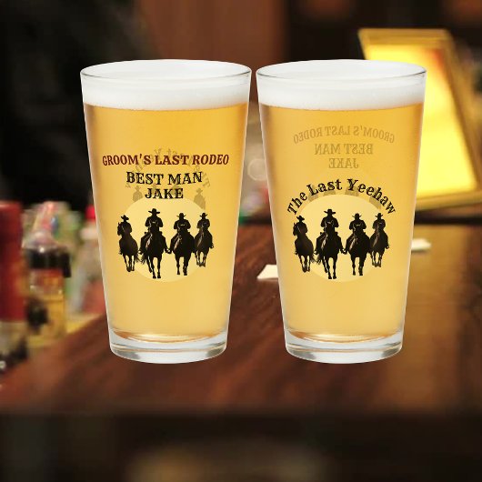 Bruiloft Laatste Rodeo Cowboy Zonsondergang Feest  Glas