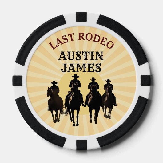 Bruiloft: Laatste Rodeo Yeehaw Zonsondergang Jonge Poker Chips (Voorkant)