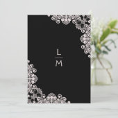 bruiloft | Lace-effect | Klassieke Initialen | Zwa Kaart (Staand voorkant)