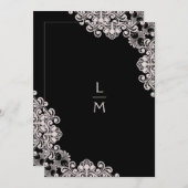 bruiloft | Lace-effect | Klassieke Initialen | Zwa Kaart (Voorkant / Achterkant)