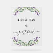 Bruiloft lavendel eucalyptus groen gastenboek acryl bord (Voorkant)