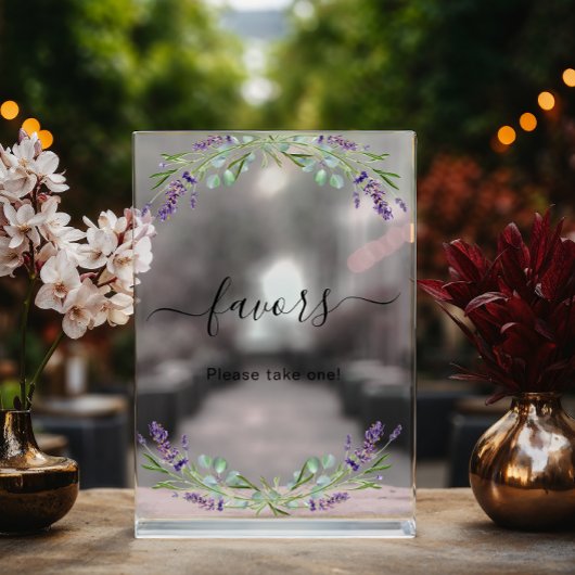Bruiloft lavendel eucalyptus groen gunst acryl bord
