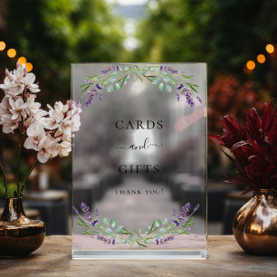 Bruiloft lavendel eucalyptus groen kaarten geschen acryl bord