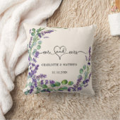 Bruiloft lavendel krans beige meneer mevrouw namen kussen (Deken)
