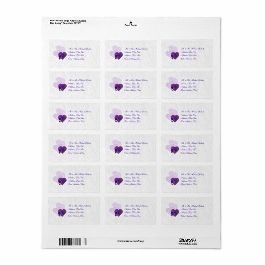 Bruiloft Lavendel Paarse kant retour adres label (Full Sheet)