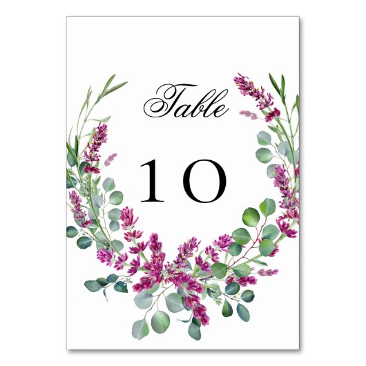 Bruiloft lavendel roze bloemen eucalyptus groen kaart (Voorkant)