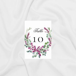 Bruiloft lavendel roze bloemen eucalyptus groen kaart